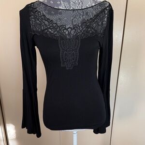 VENUS Black Lace Detail Women's Blouse